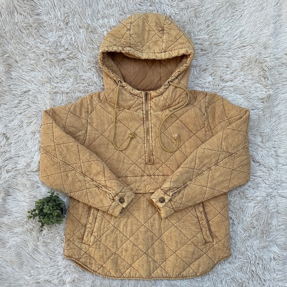 πHPπ And The Why Quilted Hooded Quarter Zip Jacket π Mustard - Picture 4 of 16